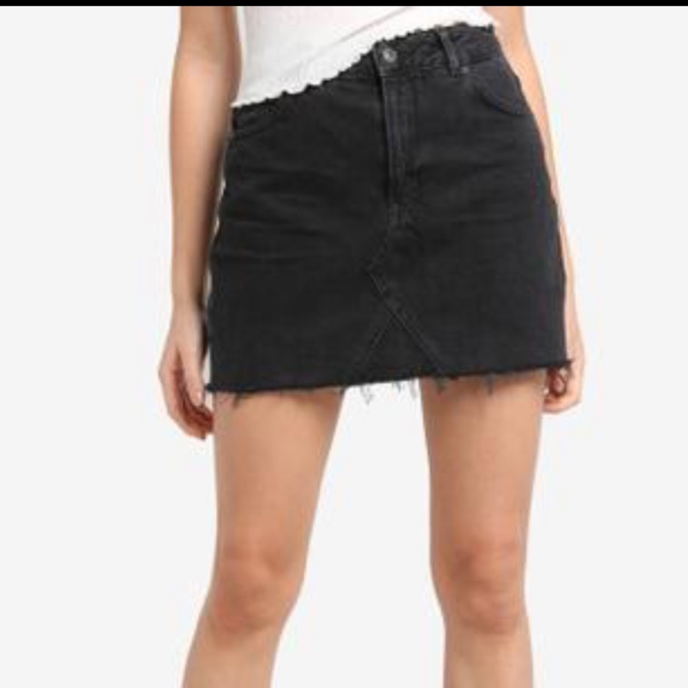 Topshop black denim mini skirt